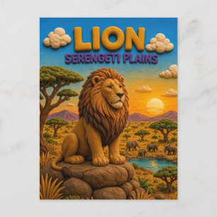 Lion Serengeti Plains Modern KlayKoo Postcard