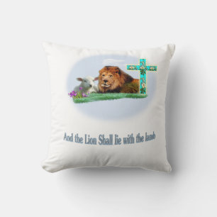 Lion shall lie with the lamb throw pillow