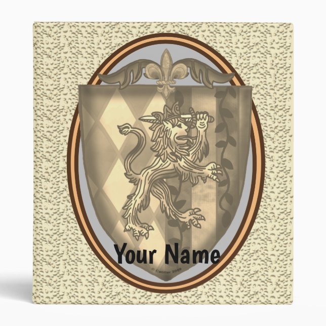 Lion Shield Family Crest Nom de famille classeur (Devant)