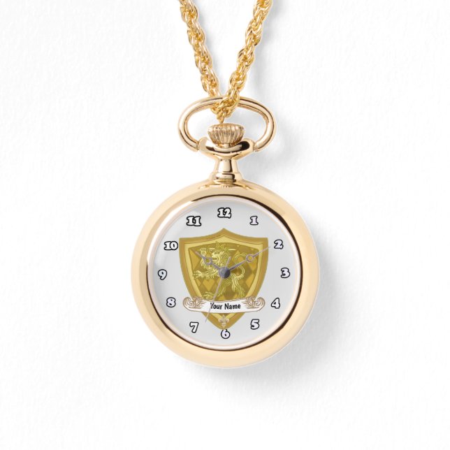 Lion Shield Family Crest Surname   Watch (Front)