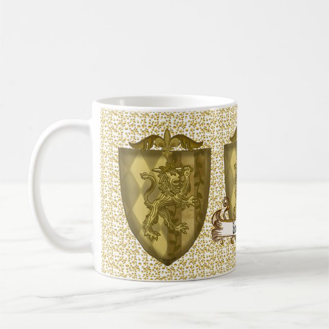 Lion Shield Family Crest Surnom mug (Gauche)