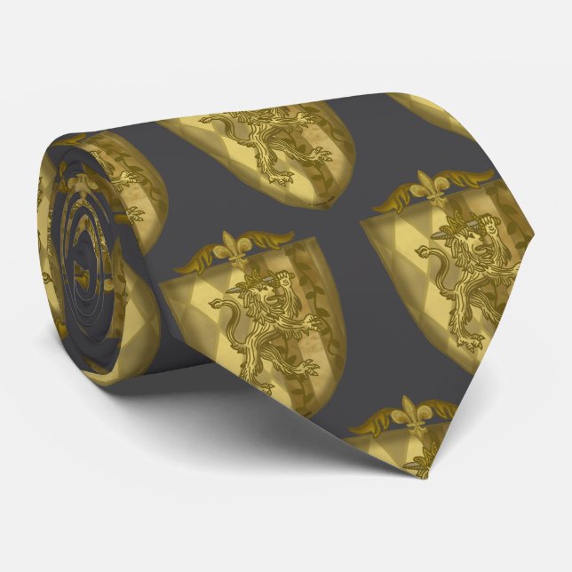 Lion Shield Family Crest  Tie (Rolled)