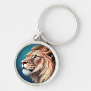 Lion Side Posed Portrait-56557 Keychain