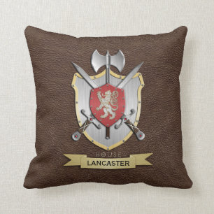 Lion Sigil Battle Crest Brown Throw Pillow