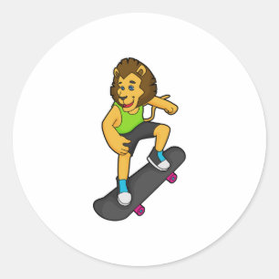 Lion Skater Skateboard Classic Round Sticker