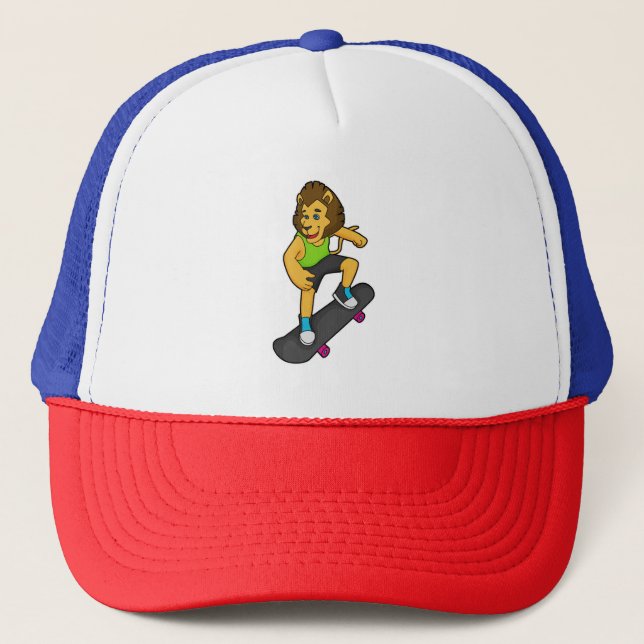 Lion Skater Skateboard Trucker Hat (Front)