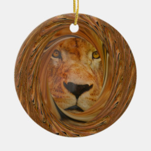 Lion smile ceramic ornament