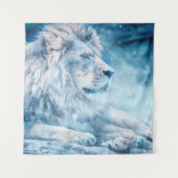 Lion snow lying down art animal