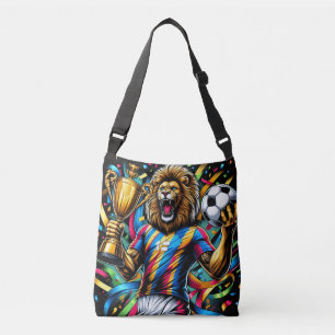 Lion Soccer Champion Trophy Football Victory Crossbody Bag