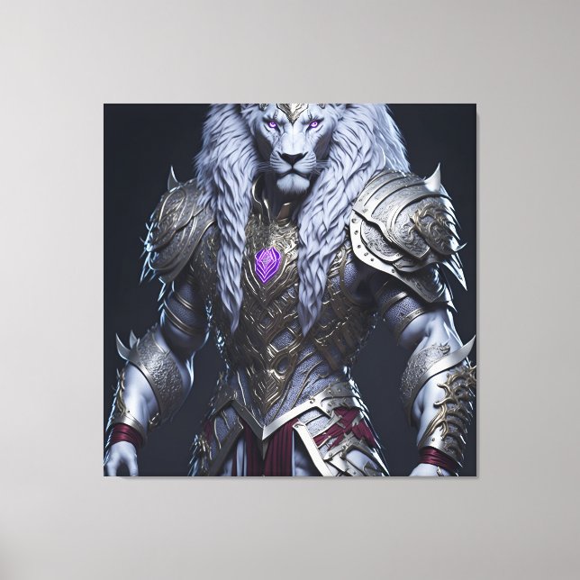 LION SOLDIER WEARING ARMOR #5 CANVAS PRINT (Front)