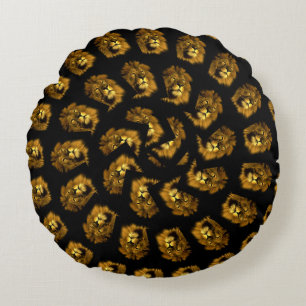 Lion Spiral Pattern Round Pillow