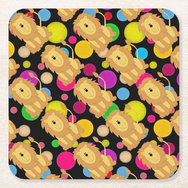 Lion Square Paper Coaster (Front)