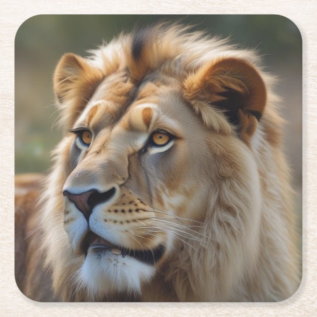 Lion Square Paper Coaster (Front)