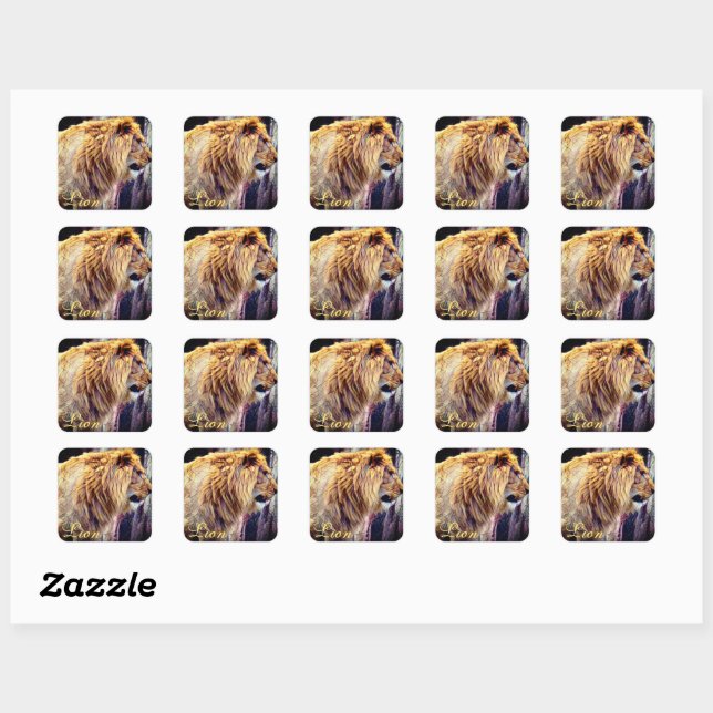 Lion [Square Seal] Square Sticker (Sheet)