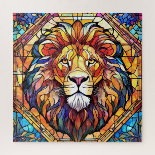 Lion Stained Glass Jigsaw Puzzle