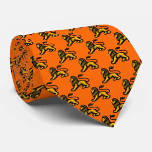 Lion Statant - Black with Shades of Orange Tie