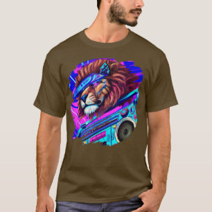 Lion Stereo Techno Cool Lion Dj Music Retro 1650 T-Shirt