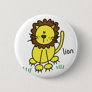 Lion Stick Figure Button