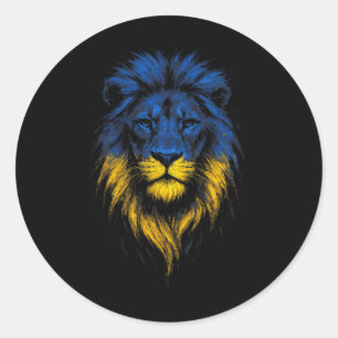 Lion Strength Art Ukrainian Flag Ukraine Classic Round Sticker