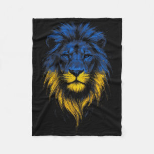 Lion Strength Art Ukrainian Flag Ukraine Fleece Blanket