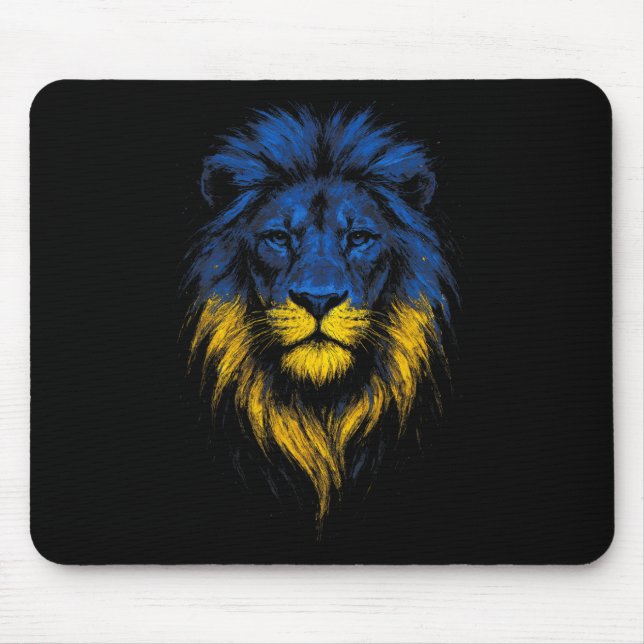 Lion Strength Art Ukrainian Flag Ukraine  Mouse Pad (Front)