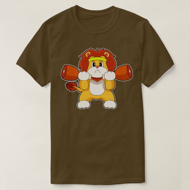 Lion Strength training Dumbbells T-Shirt (Design Front)