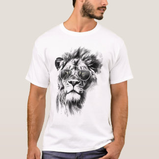 Lion Sunglasses Art Animal Drawing Lion T-Shirt