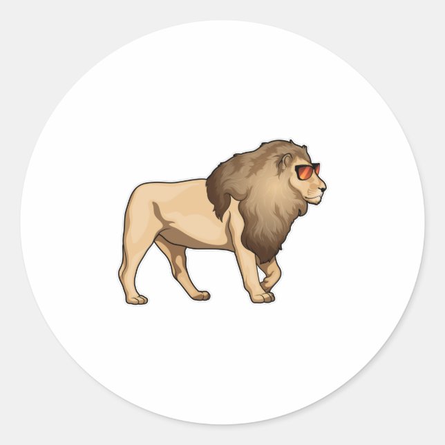 Lion Sunglasses Classic Round Sticker (Front)