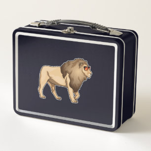 Lion Sunglasses Metal Lunch Box