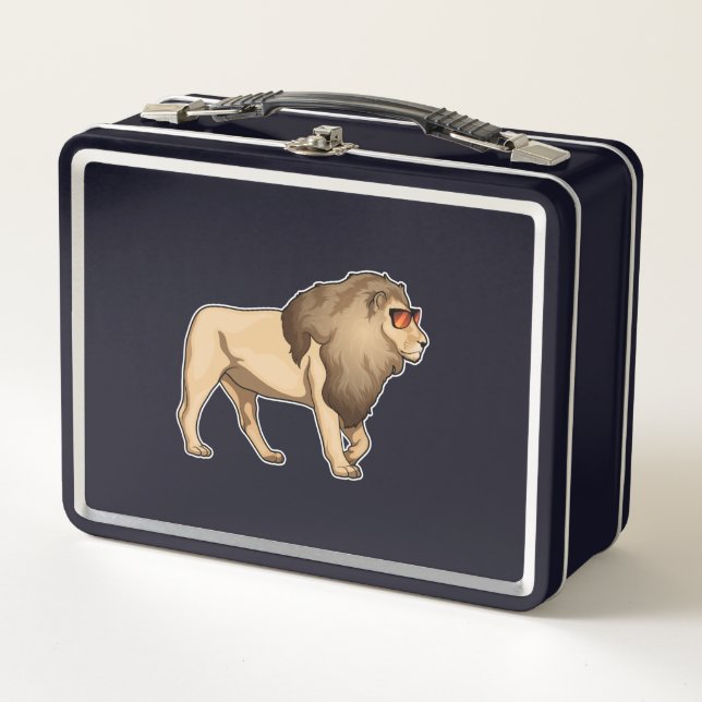 Lion Sunglasses Metal Lunch Box (Front)