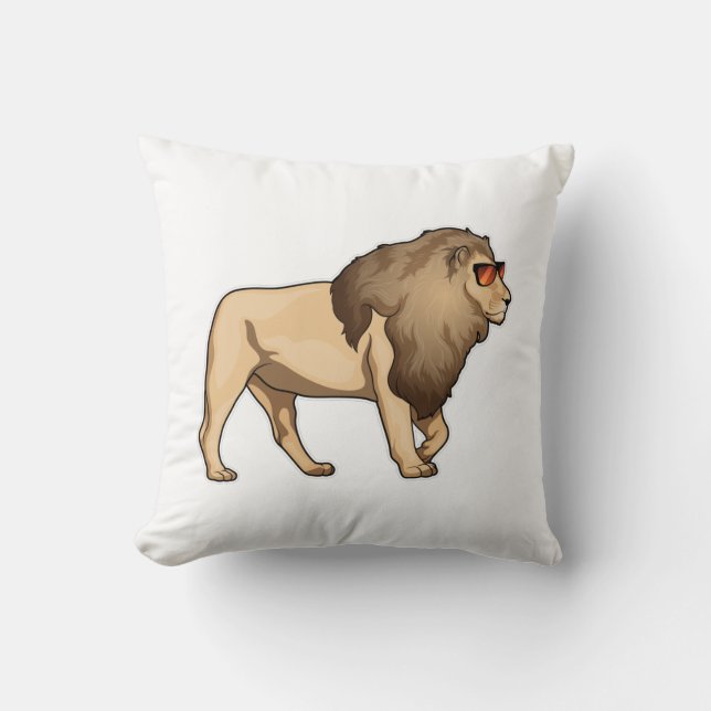 Lion Sunglasses Throw Pillow (Front)