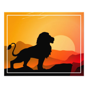 Lion Sunset Silhouette Illustration-34656 Photo Print