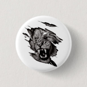 Lion  T-Shirt 1 Inch Round Button