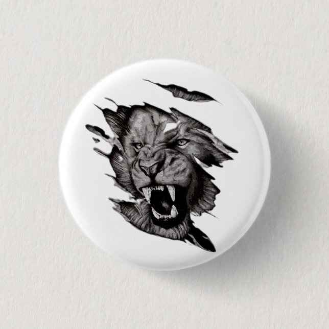 Lion  T-Shirt 1 Inch Round Button (Front)