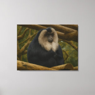 Lion-Tailed Macaque in Forest Sanctuary Canvas Print