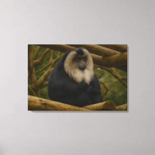 Lion-Tailed Macaque in Forest Sanctuary Canvas Print