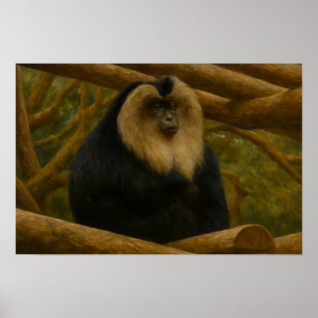 Lion-Tailed Macaque in Forest Sanctuary Poster (Front)