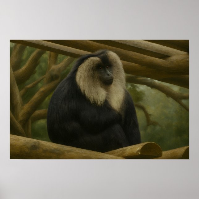 Lion-Tailed Macaque in Forest Sanctuary Poster (Front)