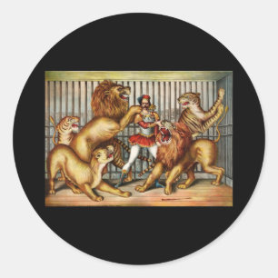 Lion tamer classic round sticker