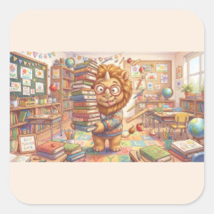 Lion Teacher Classroom – A Whimsical Day Square Sticker