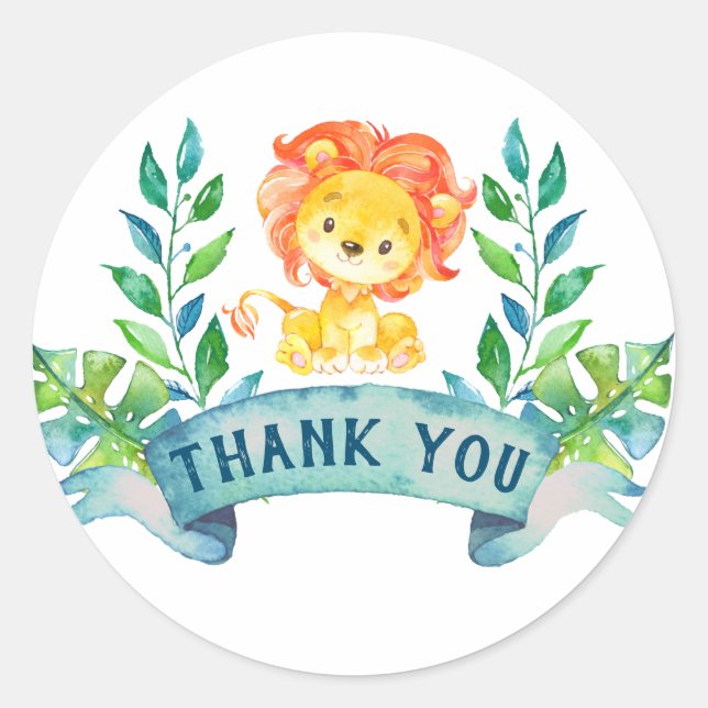 Lion thank you, Lion Classic Round Sticker (Front)