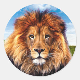 Lion The King of Forest Classic Round Sticker