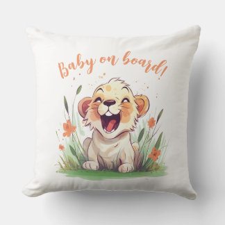 Lion Themed Baby Shower Throw Pillow