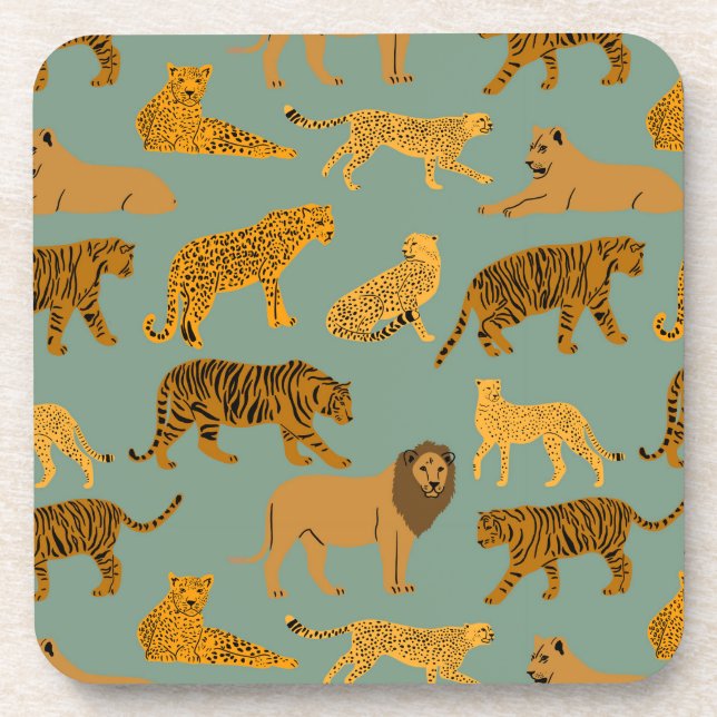 Lion, Tiger and Leopard Pattern  Coaster (Front)