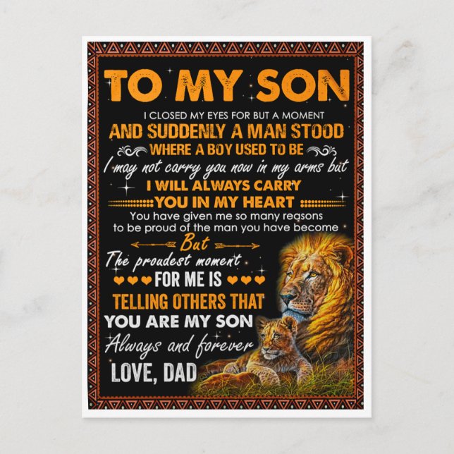 Lion To My Son I Closed My Eyes For A Moment-Dad  Postcard (Front)