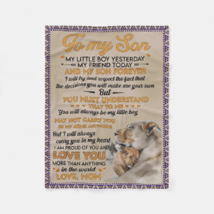 Lion to My Son My Little Boy Yesterday I Am Proud Fleece Blanket