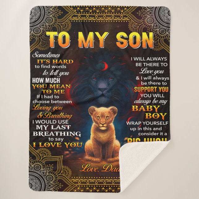 Lion To My Son Sometimes It's Hard Dad Sherpa Blanket (Front)