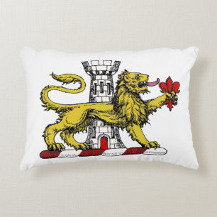 Lion Tower Fleur de Lis Crest Emblem C Accent Pillow