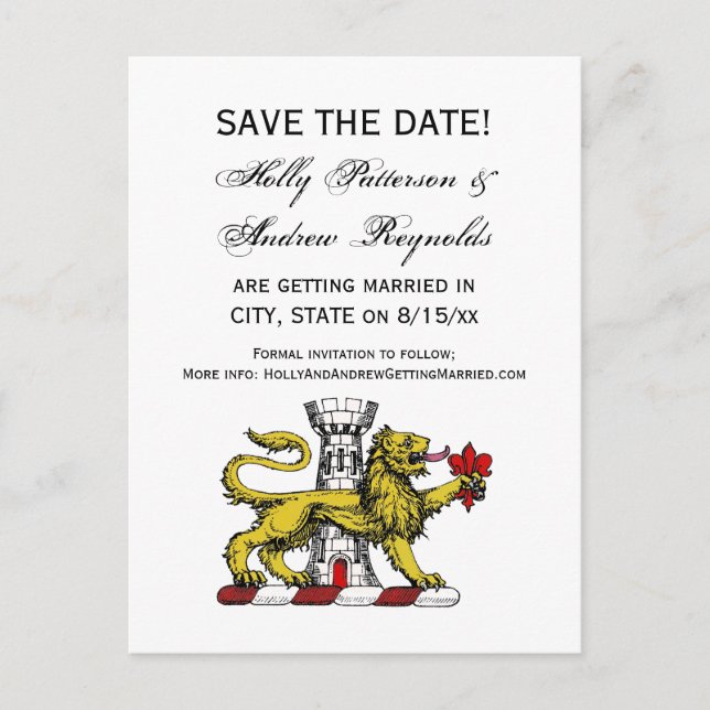Lion Tower Fleur de Lis Crest Emblem C Announcement Postcard (Front)