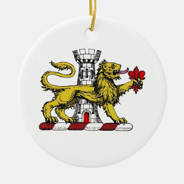 Lion Tower Fleur de Lis Crest Emblem C Ceramic Ornament (Front)